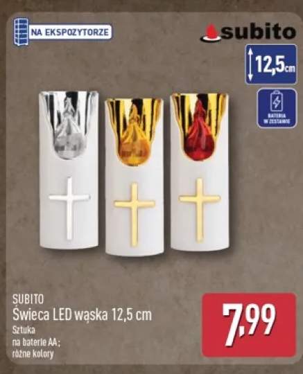 Świeca LED wąska 12,5 cm Subito