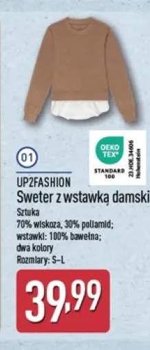 Sweter z wstawką damski Up2fashion