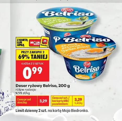 Deser ryżowy Belriso pistacja +1 wariant