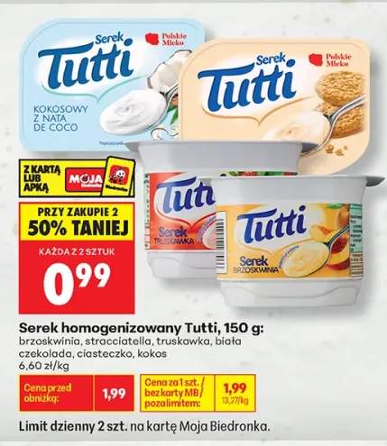 Serek homogenizowany Tutti brzoskwinia +5 wariantów