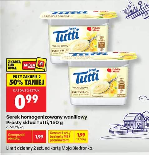 Serek homogenizowany waniliowy Prosty skład Tutti