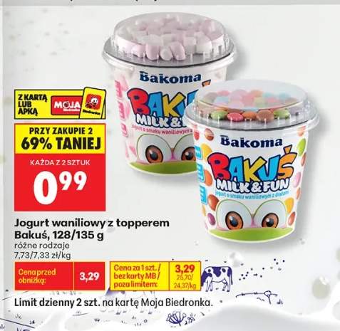 Jogurt waniliowy z topperem Bakuś