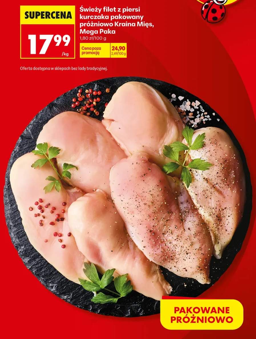 Świeży filet z piersi kurczaka pakowany próżniowo Kraina Mięs Mega Paka