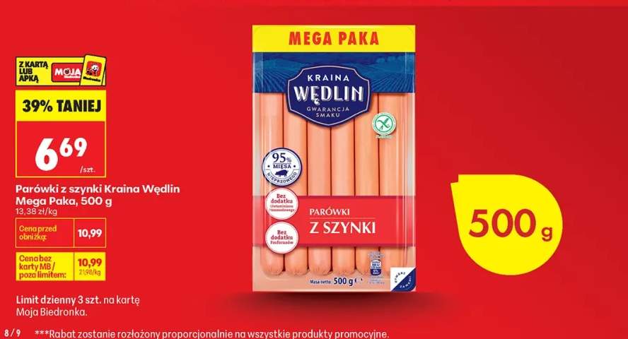 Parówki z szynki Kraina Wędlin Mega Paka