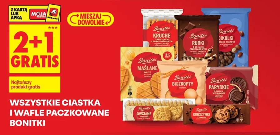 Ciastka i wafle paczkowane Bonitki +8 wariantów