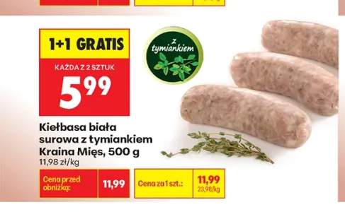 Kiełbasa biała surowa z tymiankiem Kraina Mięs