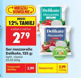 Ser mozzarella light Delikate +1 wariant