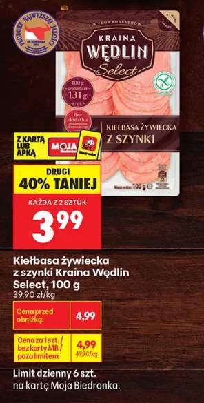 Kiełbasa żywiecka z szynki Kraina Wędlin Select