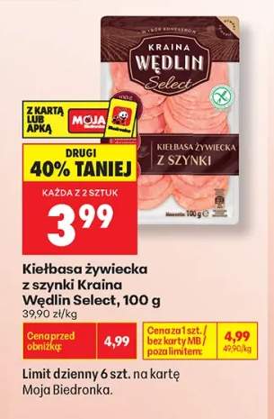 Kiełbasa żywiecka z szynki Kraina Wędlin Select