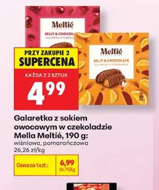 Galaretka z sokiem owocowym w czekoladzie Mella Meltié wiśniowa +1 wariant
