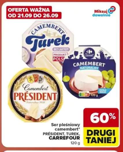 Ser pleśniowy camembert bez laktozy Turek +2 warianty