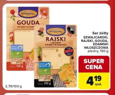 Ser żółty szwajcarski w plastrach Włoszczowa +3 warianty