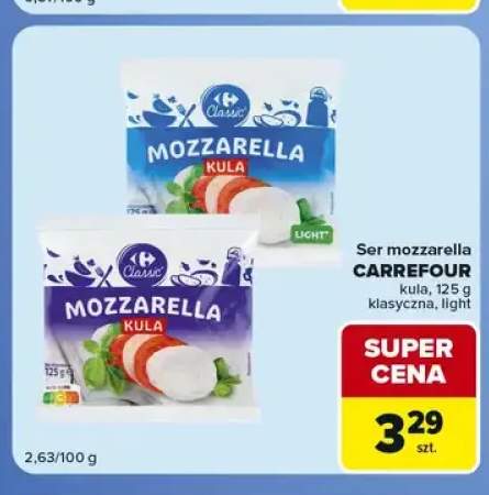 Ser mozzarella kula klasyczna Carrefour +1 wariant