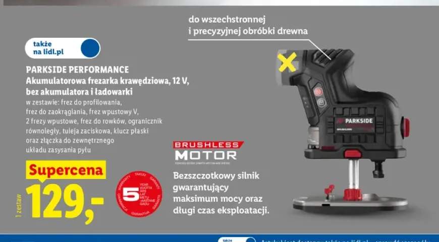Akumulatorowa frezarka krawędziowa bez akumulatora i ładowarki Parkside Performance