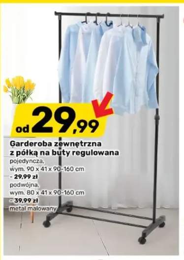 Garderoba zewnętrzna z półką na buty regulowana pojedyncza +1 wariant