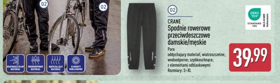 Spodnie rowerowe przeciwdeszczowe damskie/męskie Crane