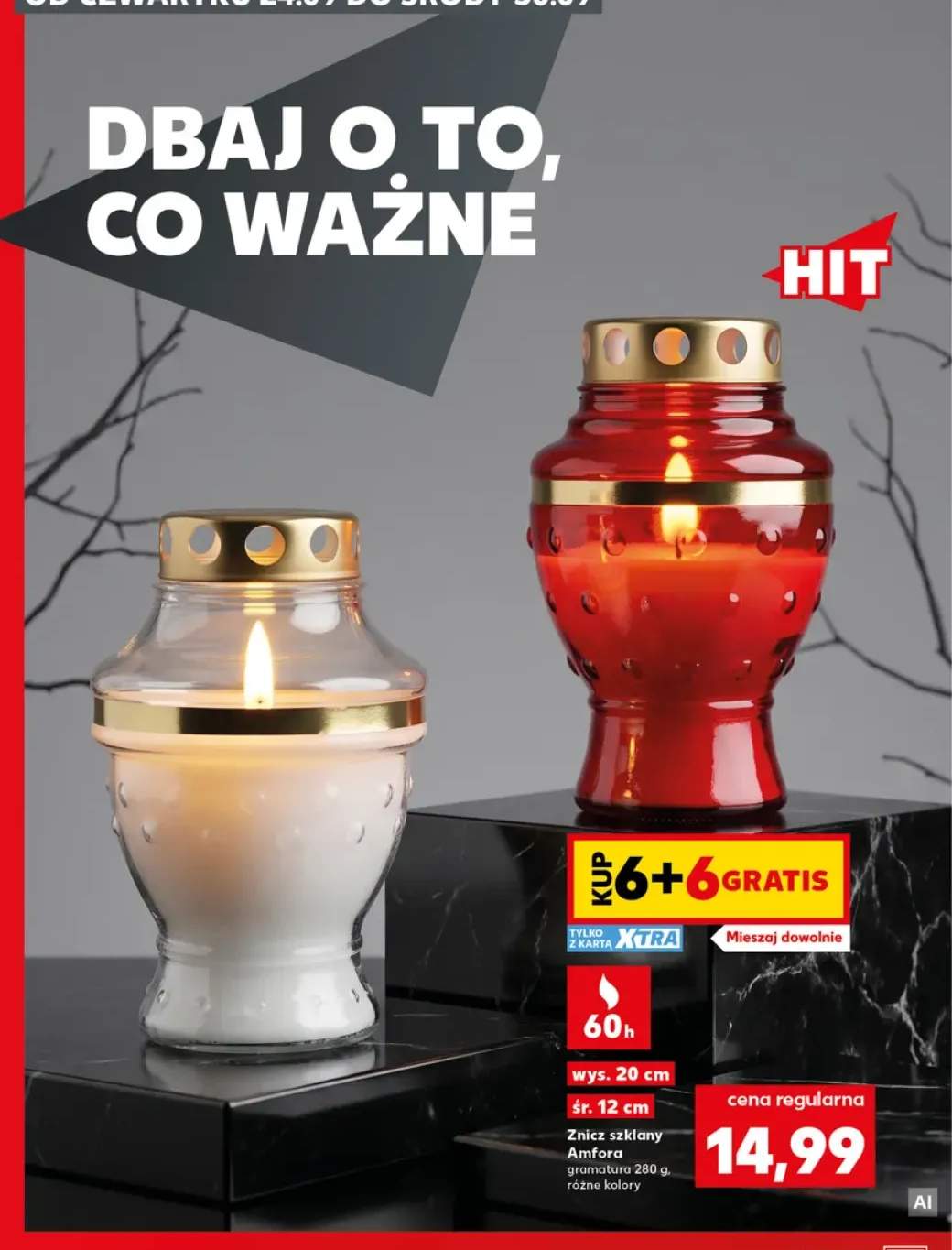 Znicz szklany Amfora