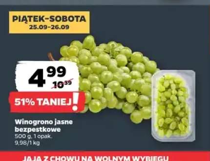 Winogrona jasne bezpestkowe