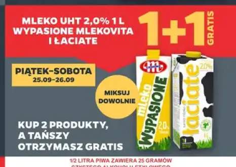 Mleko UHT Wypasione Mlekovita 2,0% +1 wariant