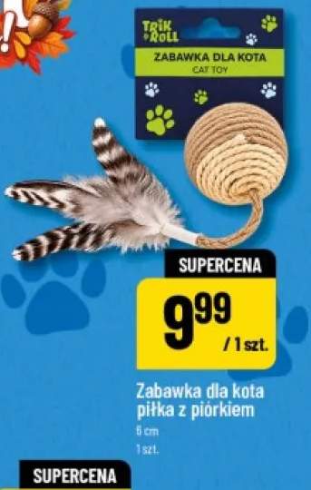 Zabawka dla kota piłka z piórkiem 6 cm Trik & Roll