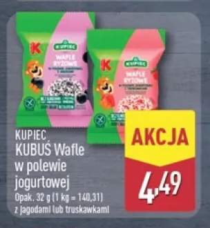 Wafle w polewie jogurtowej z jagodami Kubuś Kupiec +1 wariant