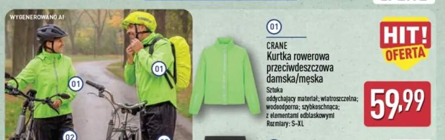 Kurtka rowerowa przeciwdeszczowa damska/męska Crane