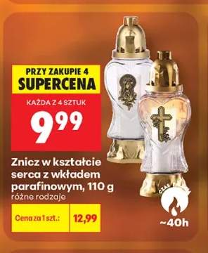 Znicz w kształcie serca z wkładem parafinowym 110 g