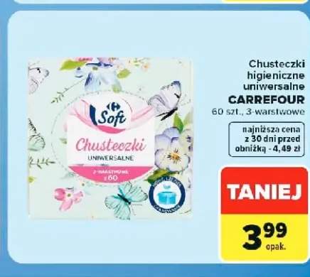 Chusteczki higieniczne uniwersalne Carrefour 3-warstwowe