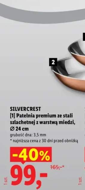 Patelnia premium ze stali szlachetnej z warstwą miedzi 24 cm Silvercrest