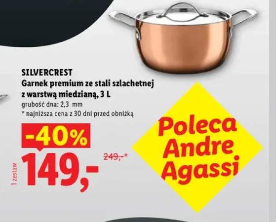 Garnek premium ze stali szlachetnej z warstwą miedzianą 3 l Silvercrest