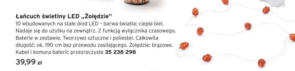 Łańcuch świetlny LED Żołędzie