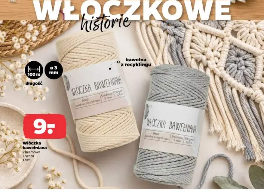Włóczka bawełniana kremowa +1 wariant