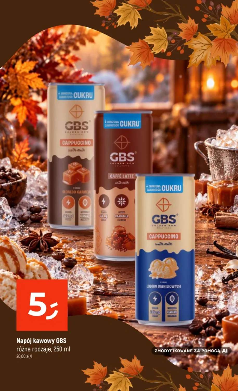 Napój kawowy GBS Cappuccino o smaku słonego karmelu +2 warianty