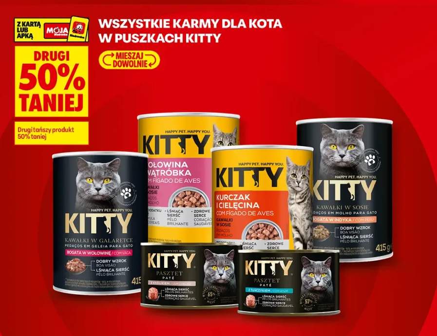 Karmy dla kota w puszkach Kitty +6 wariantów