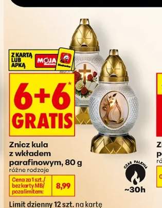 Znicz kula z wkładem parafinowym