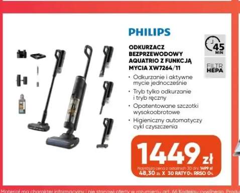 Odkurzacz bezprzewodowy AquaTrio z funkcją mycia XW7264/11 Philips