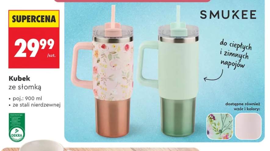 Kubek ze słomką 900 ml ze stali nierdzewnej Smukee