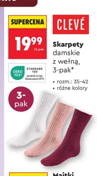 Skarpety damskie z wełną 3-pak Clevé