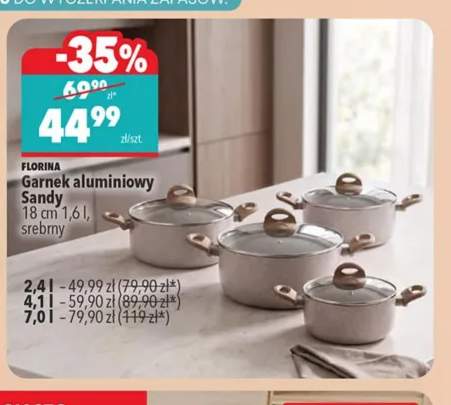 Garnek aluminiowy Sandy 18 cm 1,6 l srebrny Florina +3 warianty