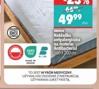 Nakładka antyalergiczna na materac Antibacterial 160x200 cm Smukee