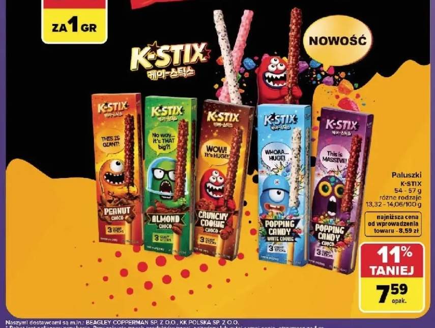 Paluszki Almond Choco K-Stix +4 warianty