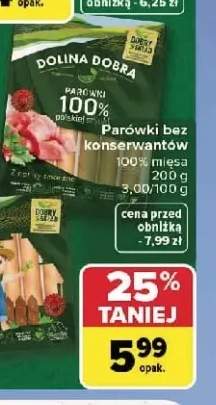 Parówki bez konserwantów 100% mięsa Dolina Dobra