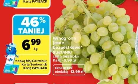 Winogrona jasne bezpestkowe Sułtanki