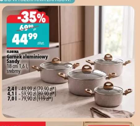 Garnek aluminiowy Sandy 18 cm 1,6 l srebrny Florina +3 warianty