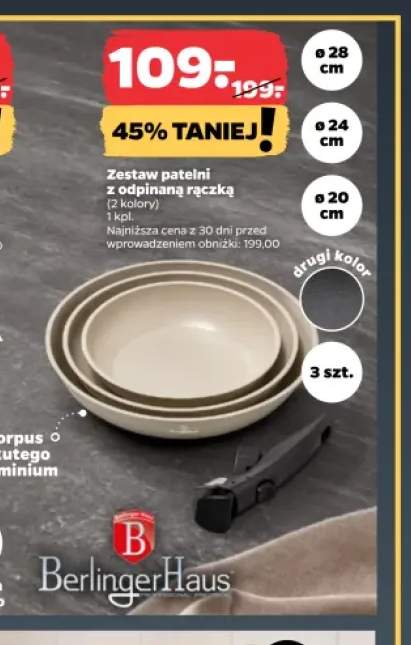 Zestaw patelni z odpinaną rączką BerlingerHaus