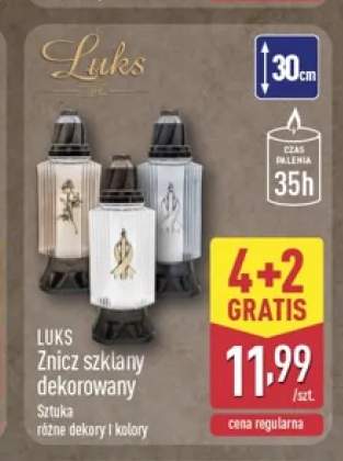 Znicz szklany dekorowany Luks