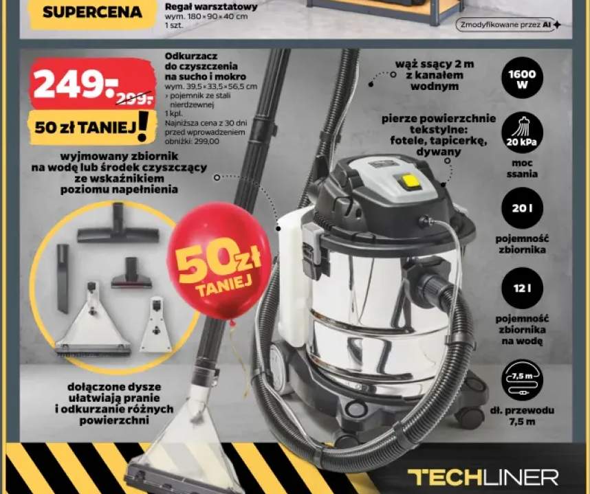 Odkurzacz do czyszczenia na sucho i mokro Techliner