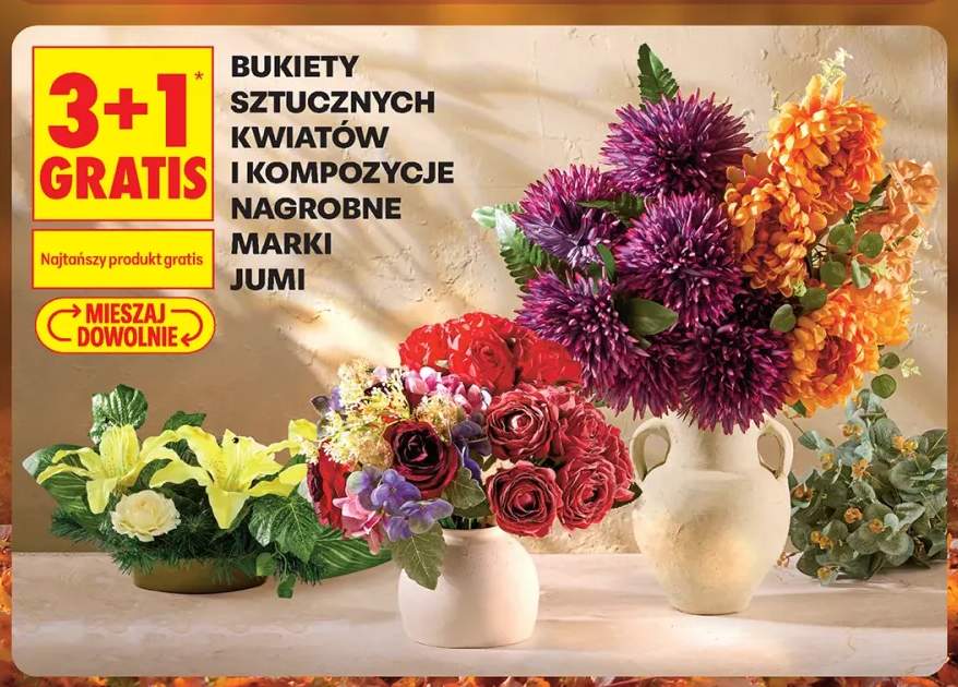 Bukiety sztucznych kwiatów i kompozycje nagrobne Jumi