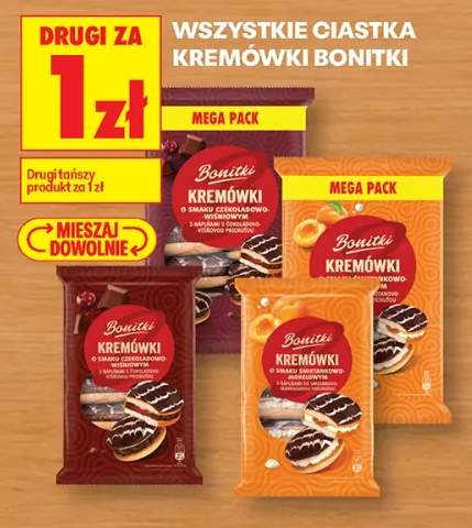 Ciastka kremówki Mega Pack o smaku czekoladowo-wiśniowym Bonitki +4 warianty