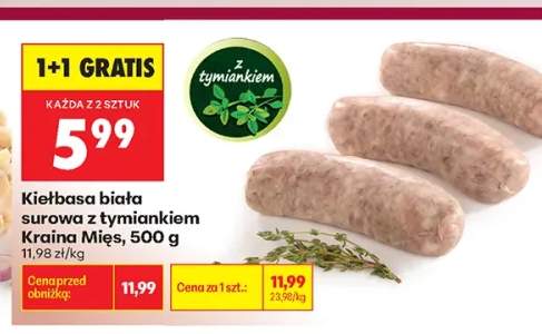 Kiełbasa biała surowa z tymiankiem Kraina Mięs